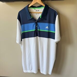 Adidas Climacool Men Polo Golf Shirt Size 2XL Casual Short Sleeve Blue White